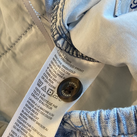 Men's Tommy Bahama blue gray leaf linen blend elastic waist chino shorts size M - Picture 7 of 8